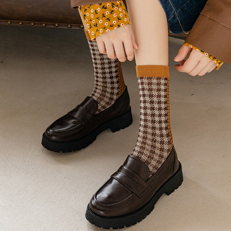 چاپ پلنگ شطرنجی دوتایی جوراب شمع دو سوزن یکپارچهسازی با سیستمعامل ایتالیایی