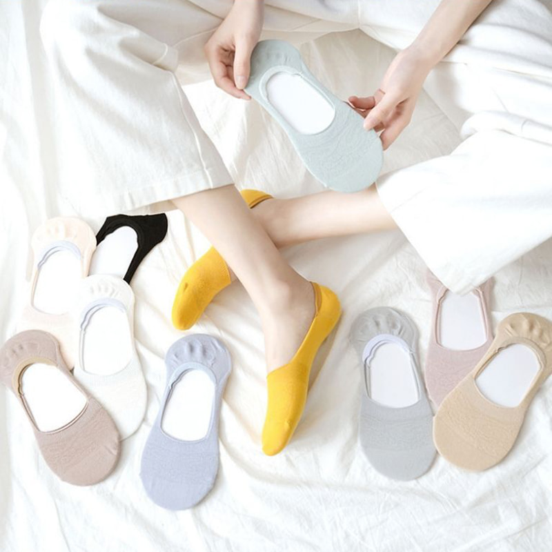 جوراب های قایق زنانه با رنگ جامد با جوراب های توخالی کم عمق