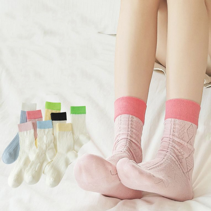 پچ وصله زنان به شکل الماس جو توخالی توخالی جو جورابهای لوله میانی قابل تنفس