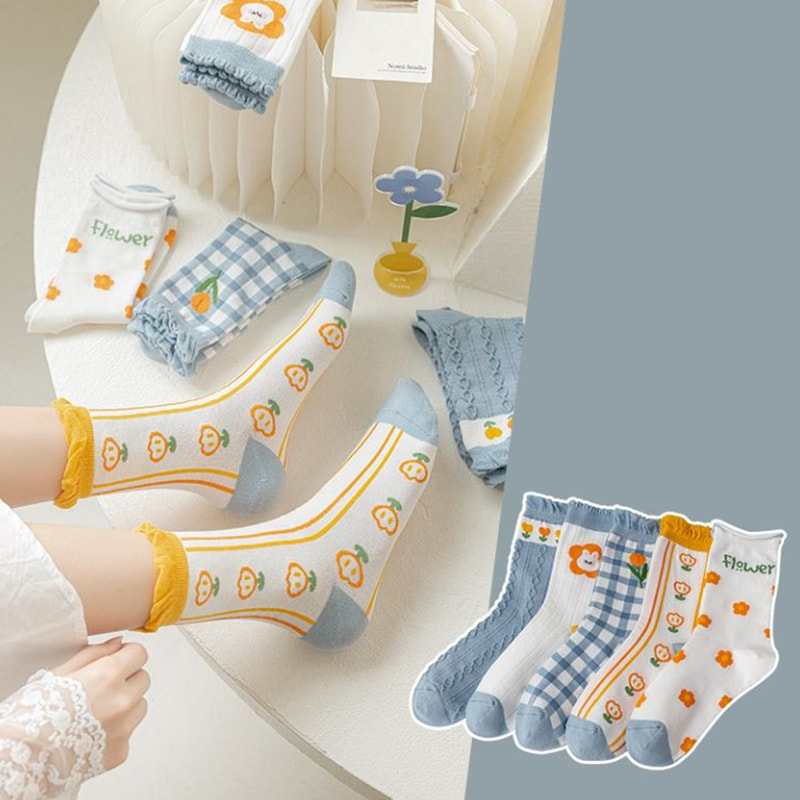جوراب های لوله میانی برای کودکان ، جوراب های کارتونی ژاپنی ، نسخه کره ای ، جوراب های زنانه نازک چهار فصل